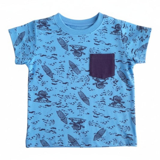 Polera manga corta Algodón Diseños Marca Figaro 6-9 M Estado Casi tiki