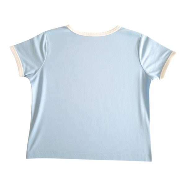 Polera manga corta Algodón Celeste Marca Otra 5 A Estado Casi tiki