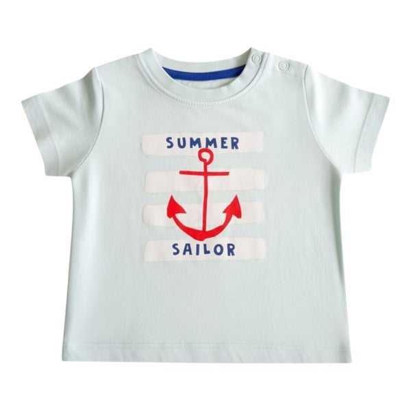 Polera manga corta Algodón Verde agua Marca All basics 6 M Estado Casi tiki