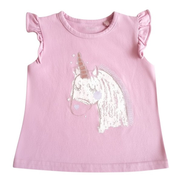 Polera manga corta Algodón Rosa Marca Baby harvest 6-9 M Estado Casi tiki