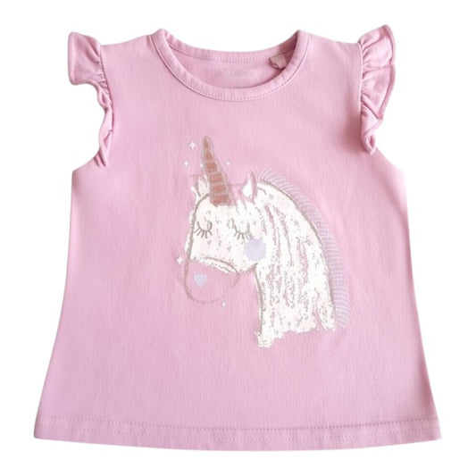 Polera manga corta Algodón Rosa Marca Baby harvest 6-9 M Estado Casi tiki