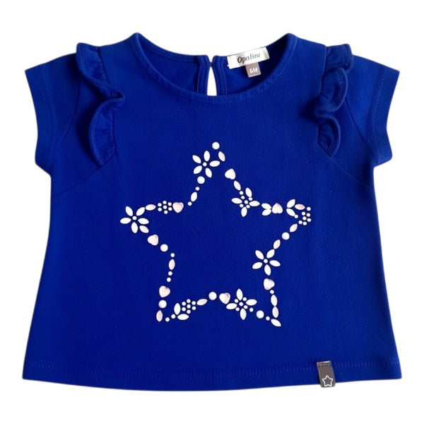 Polera manga corta Algodón Azul Marca Opaline 6 M Estado Casi tiki