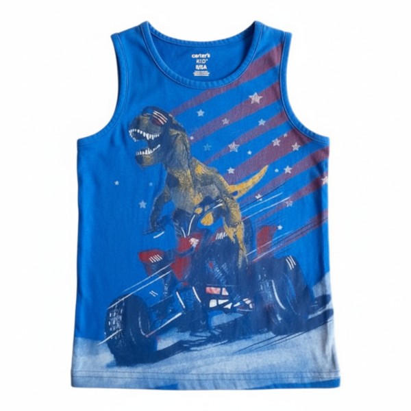 Polera manga corta Algodón Azul Marca Carter's 5 A Estado Casi tiki