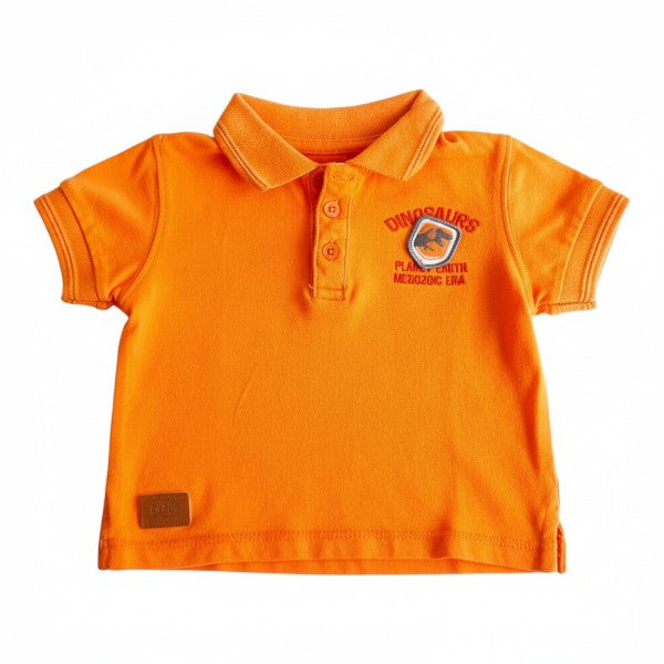 Polera manga corta Piqué Naranja Marca Ficcus 6-9 M Estado Casi tiki