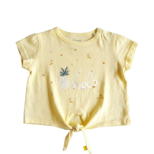 Polera manga corta Algodón Amarillo Marca Ficcus 3-6 M Estado Casi tiki