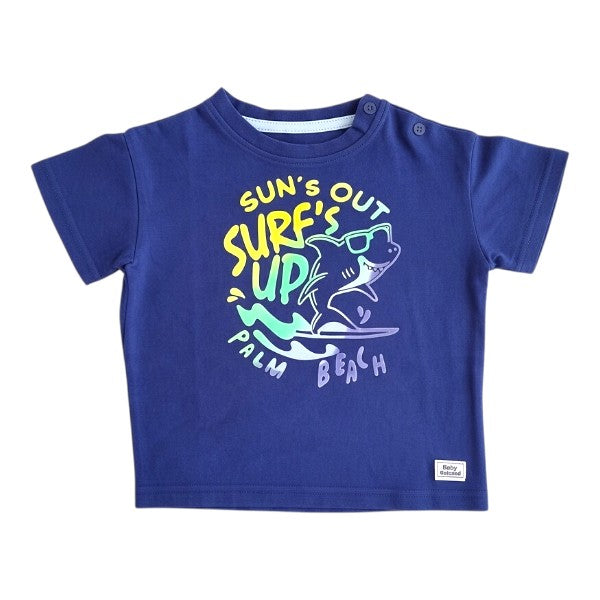 Polera manga corta Algodón Azul Marca Baby harvest 18 M Estado Casi tiki