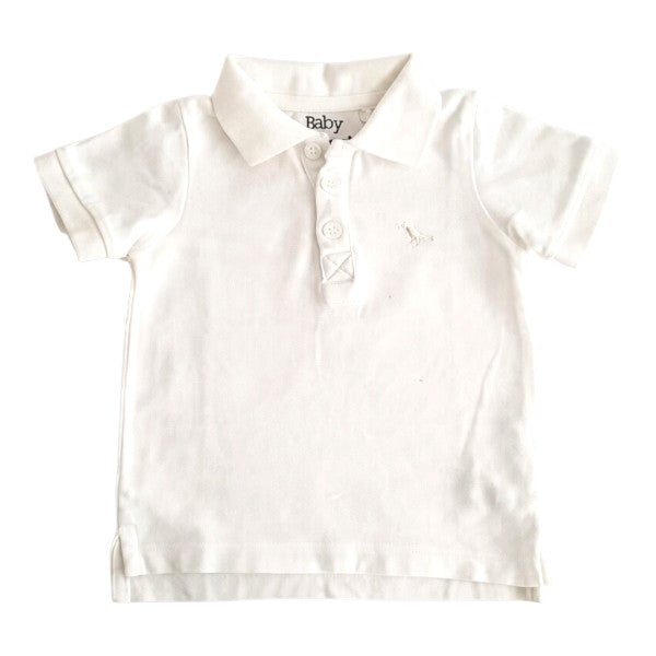 Polera manga corta Piqué Blanco Marca Baby harvest 12-18 M Estado Casi tiki