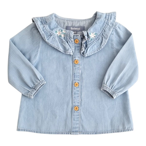 Blusa Manga Larga Tela Azul Marca redwood 9 M Estado Casi tiki