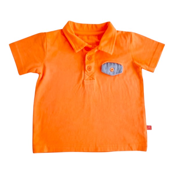 Polera manga corta Piqué Naranja Marca Pillin 12 M Estado Casi tiki