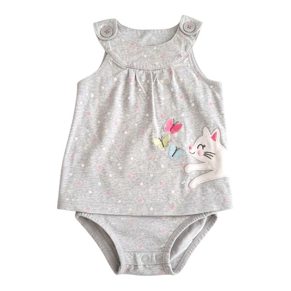 Body vestido Algodón Gris Marca Carter's 12 M Estado Casi tiki
