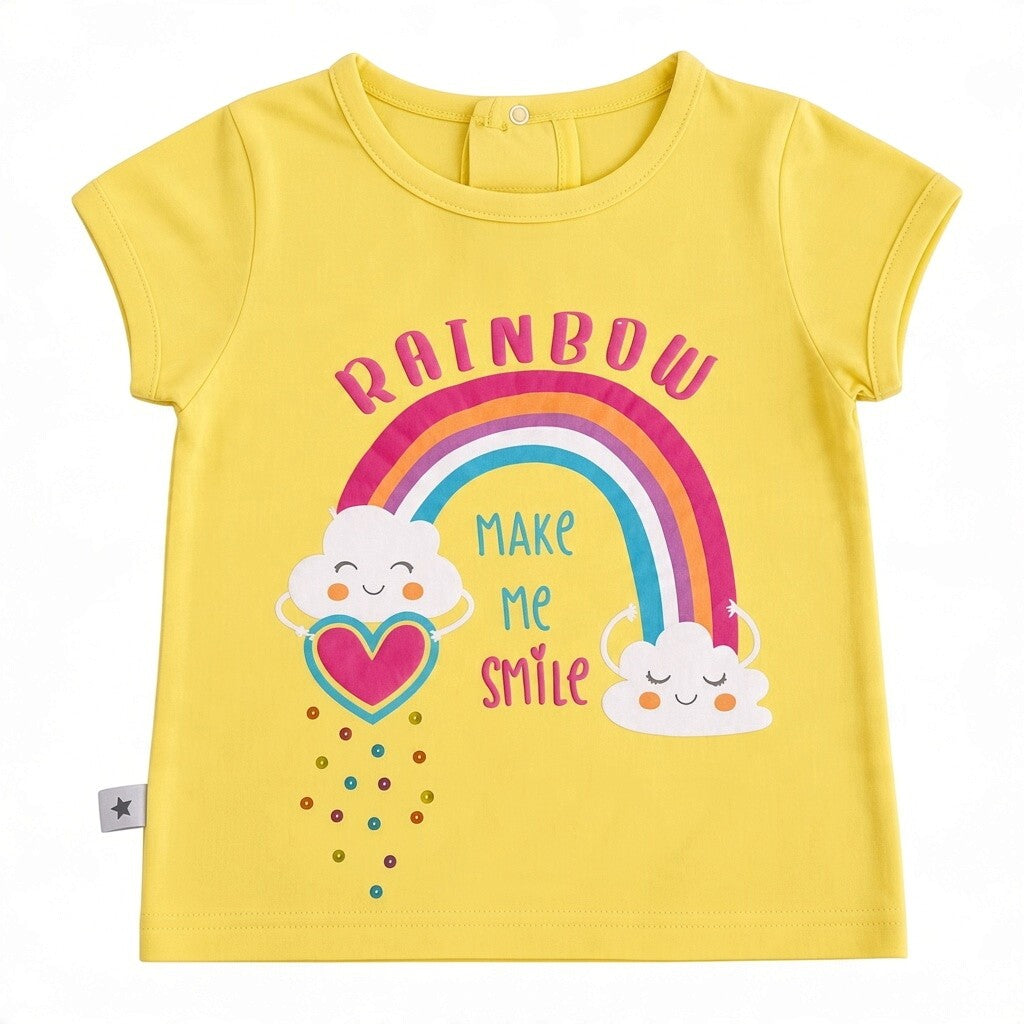 Polera manga corta Algodón Amarillo Marca Ficcus 3-6 M Estado Tiki taka