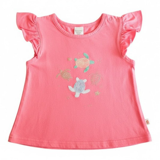Polera manga corta Algodón Rosa Marca Pillin 18 M Estado Casi tiki