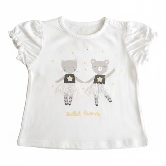 Polera manga corta Algodón Blanco Marca Baby harvest 18 M Estado Casi tiki
