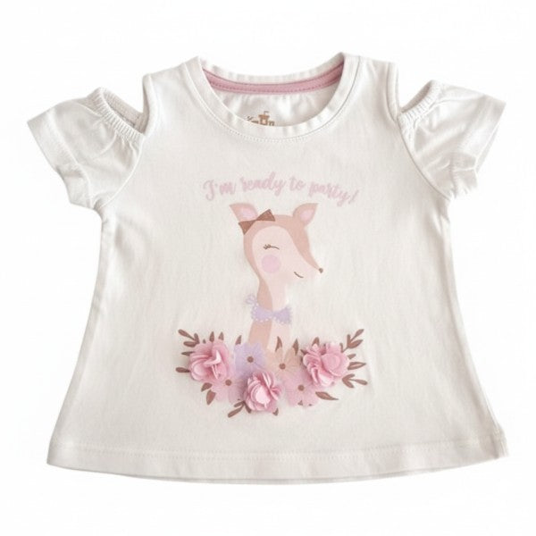 Polera manga corta Algodón Blanco Marca Otra 6-9 M Estado Casi tiki