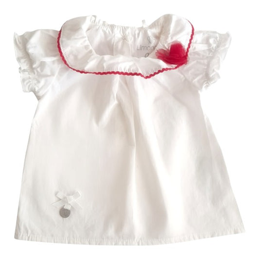 Blusa Manga Corta Tela Blanco Marca Limonada RN Estado Casi tiki