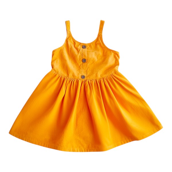 Vestido Manga Corta Cotelé Mostaza Marca Cat & Jack 4 A Estado Casi tiki