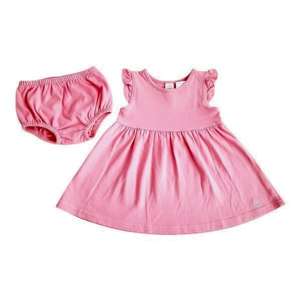 Vestido Algodón Rosa Marca Baby harvest 6-9 M Estado Casi tiki