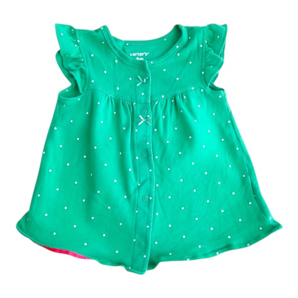 Vestido Algodón Verde Marca Carter's 6 M Estado Casi tiki
