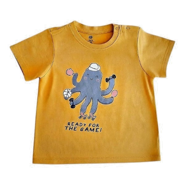 Polera manga corta Algodón Mostaza Marca Urb 2 A Estado Casi tiki