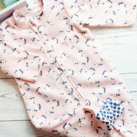 Osito micropolar rosado con toques azules de 3-6 meses Marca Urb Estado Tiki taka