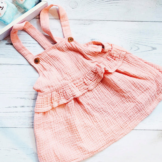 Vestido tela tipo lino color damasco con botones 12 meses Marca Just Lizzy Estado Tiki taka