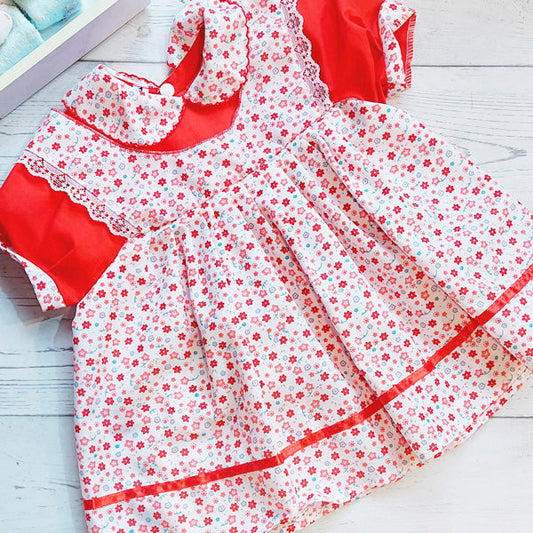 Vestido tela rojo con florcitas 18 meses Marca Genérica Estado Tiki taka