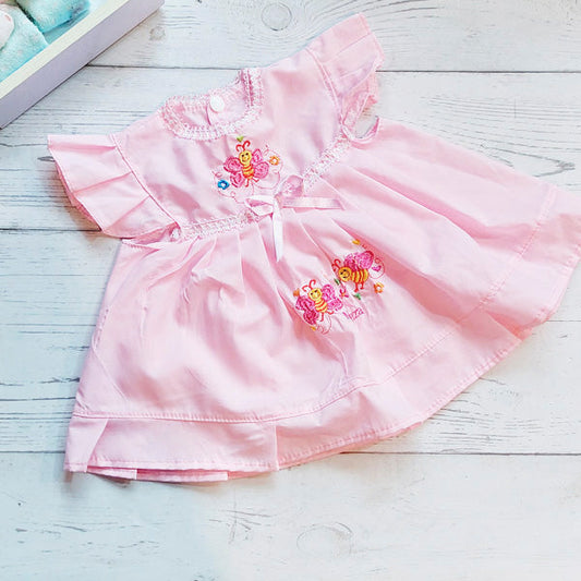Vestido tela rosado abejitas bordadas 0-3 meses Marca Genérica Estado Tiki taka