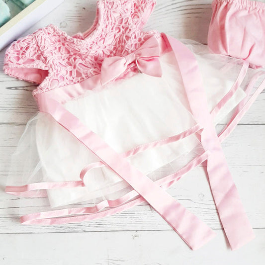 Vestido tul blanco con rosado de 3 meses Marca Limonada Estado Tiki taka UB0159
