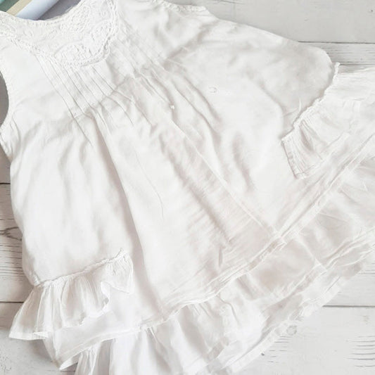 Vestido Vestido tela color blanco 12 meses Marca Bouelvard Estado Casi tiki UB0029