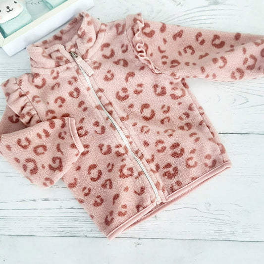 Polerón de polar animal print rosado de 6 meses Marca URB Estado Tiki taka