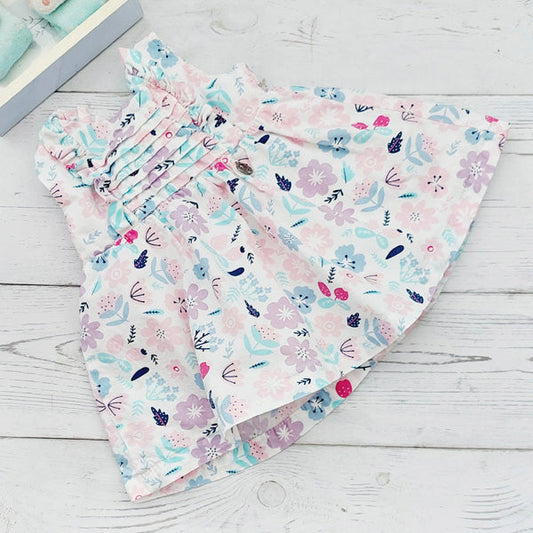 Vestido tela diseño flores de colores recién nacida Marca Babby bubbles Estado Tiki taka