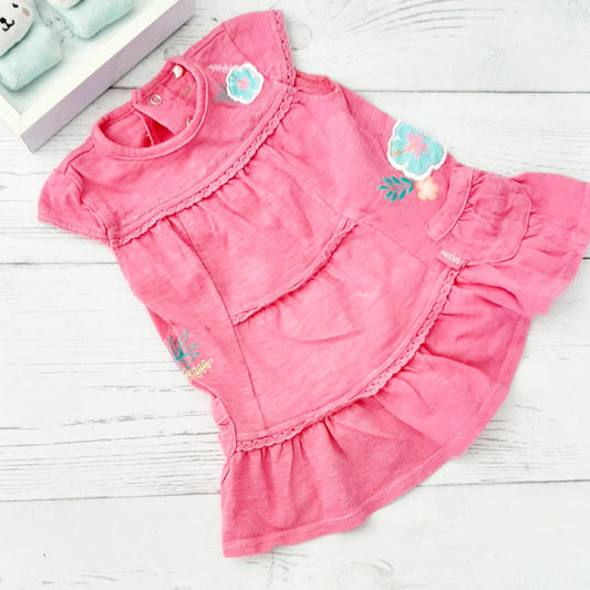Vestido tela rosada con flores 3-6 meses Marca Ficcus Estado Tiki taka