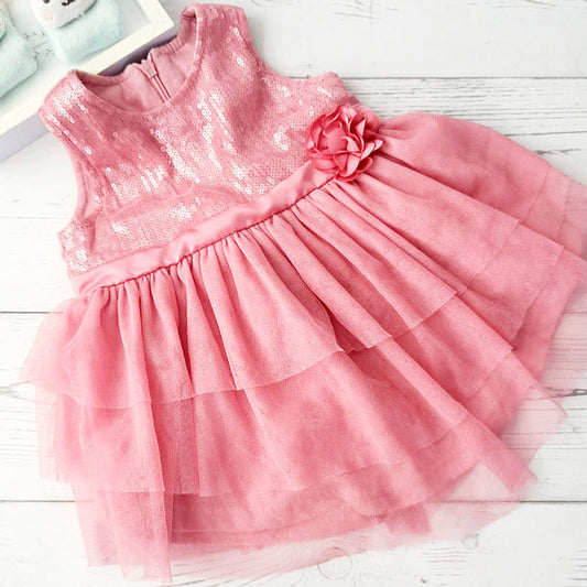 Vestido tela rosada con tul 6 meses Marca Limonada Estado Tiki taka