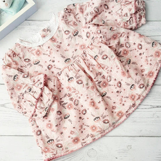 Vestido tela rosa florida 0-3 meses Marca Otra Estado Tiki taka