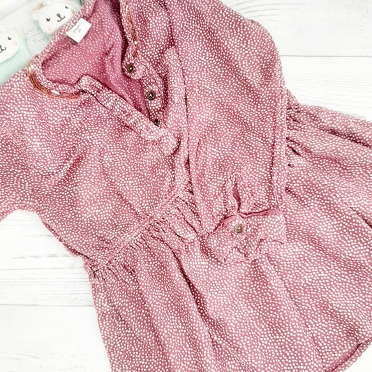Vestido algodón lila con puntitos blancos 6 años Marca Otra Estado Casi tiki